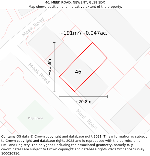 46, MEEK ROAD, NEWENT, GL18 1DX: Plot and title map