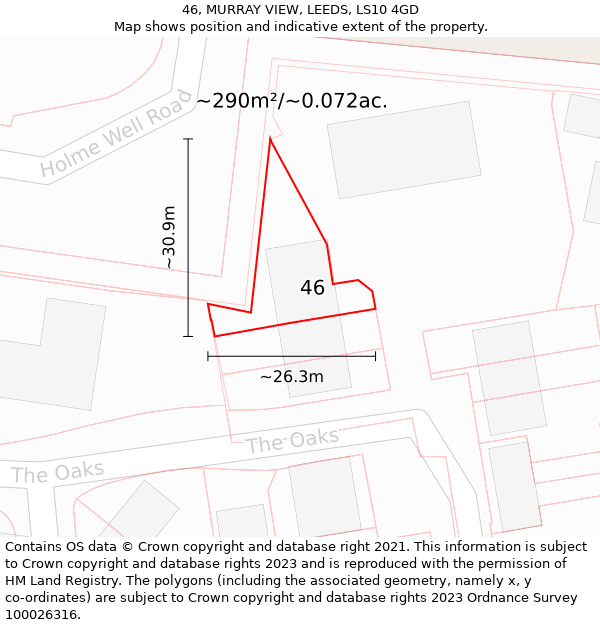 46, MURRAY VIEW, LEEDS, LS10 4GD: Plot and title map