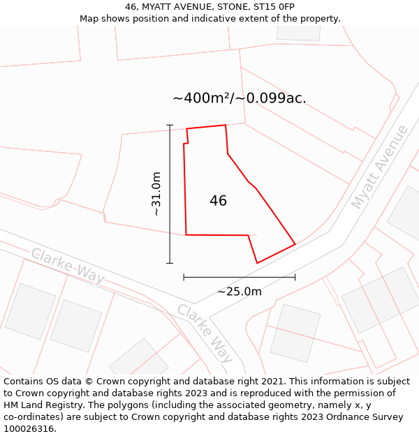 46, MYATT AVENUE, STONE, ST15 0FP: Plot and title map