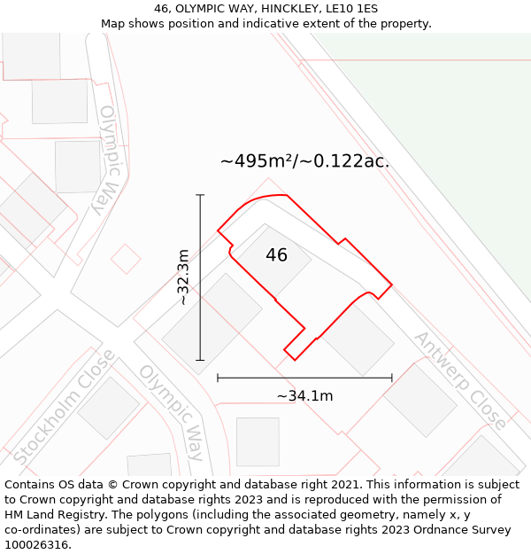 46, OLYMPIC WAY, HINCKLEY, LE10 1ES: Plot and title map