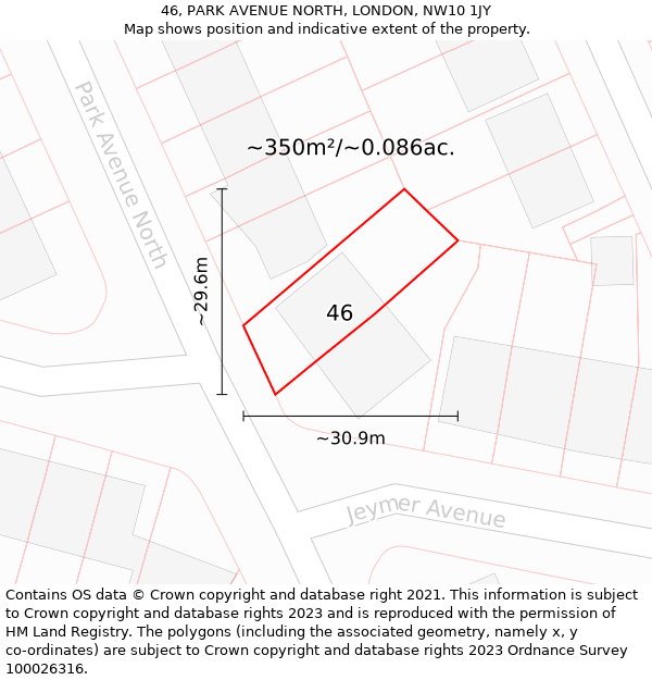 46, PARK AVENUE NORTH, LONDON, NW10 1JY: Plot and title map