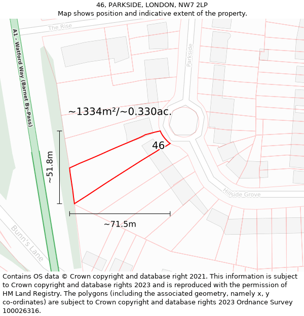 46, PARKSIDE, LONDON, NW7 2LP: Plot and title map
