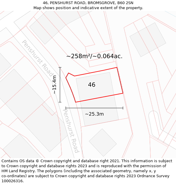 46, PENSHURST ROAD, BROMSGROVE, B60 2SN: Plot and title map