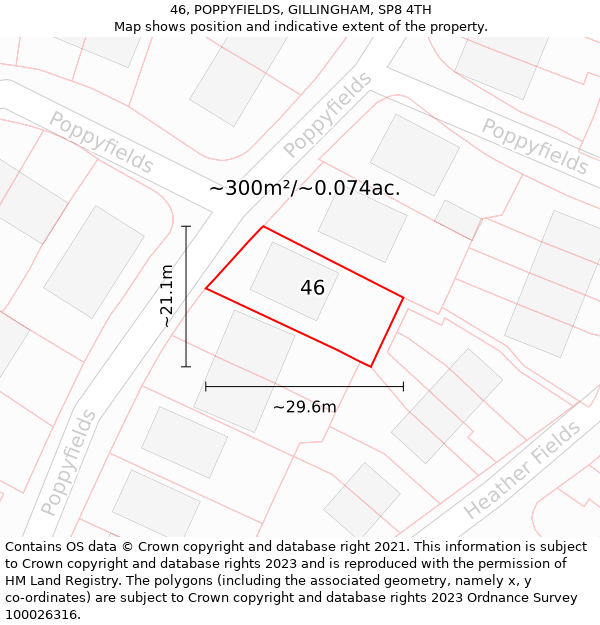 46, POPPYFIELDS, GILLINGHAM, SP8 4TH: Plot and title map