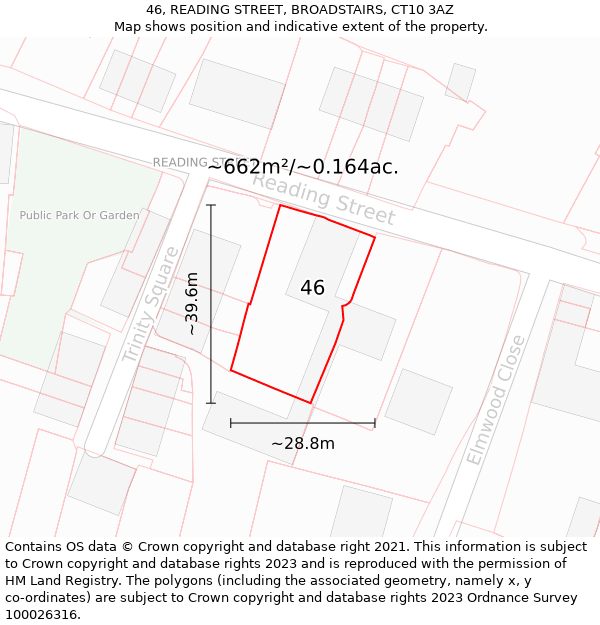 46, READING STREET, BROADSTAIRS, CT10 3AZ: Plot and title map