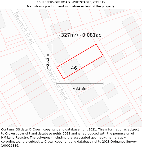 46, RESERVOIR ROAD, WHITSTABLE, CT5 1LY: Plot and title map