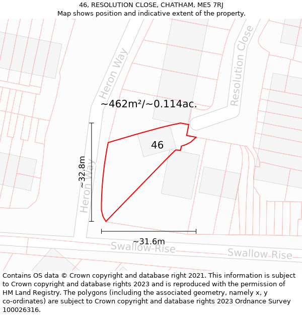 46, RESOLUTION CLOSE, CHATHAM, ME5 7RJ: Plot and title map