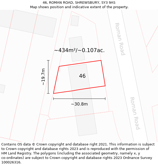 46, ROMAN ROAD, SHREWSBURY, SY3 9AS: Plot and title map