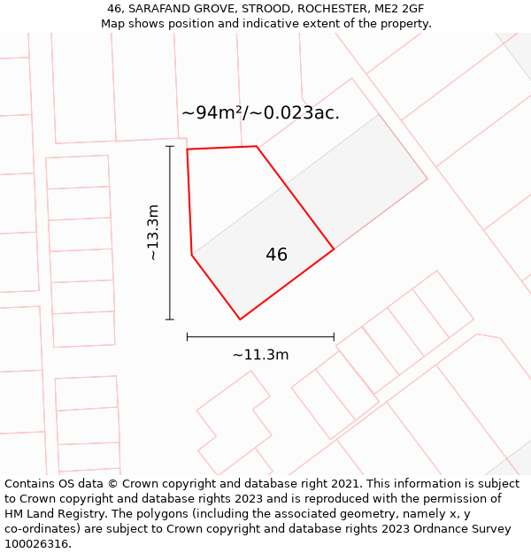 46, SARAFAND GROVE, STROOD, ROCHESTER, ME2 2GF: Plot and title map