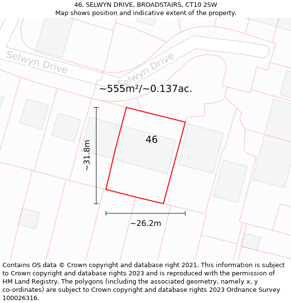 46, SELWYN DRIVE, BROADSTAIRS, CT10 2SW: Plot and title map