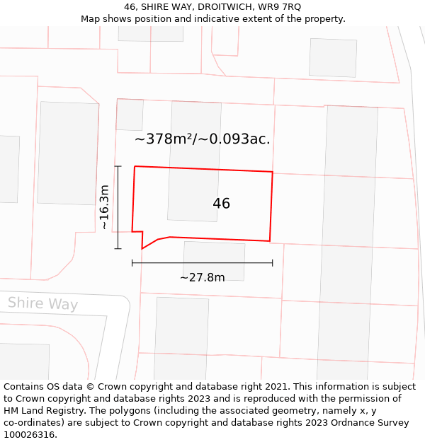 46, SHIRE WAY, DROITWICH, WR9 7RQ: Plot and title map