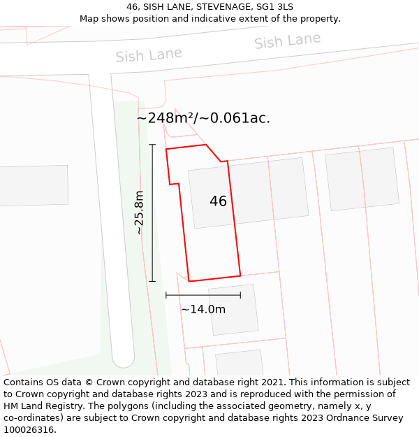 46, SISH LANE, STEVENAGE, SG1 3LS: Plot and title map