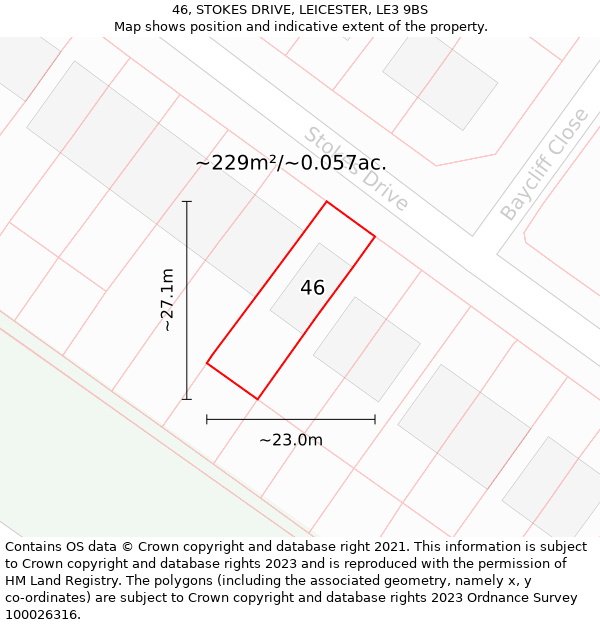 46, STOKES DRIVE, LEICESTER, LE3 9BS: Plot and title map