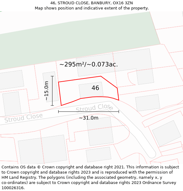 46, STROUD CLOSE, BANBURY, OX16 3ZN: Plot and title map