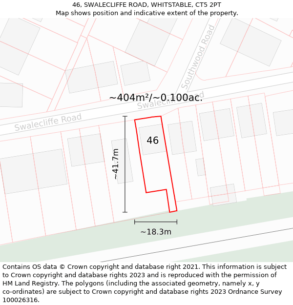 46, SWALECLIFFE ROAD, WHITSTABLE, CT5 2PT: Plot and title map