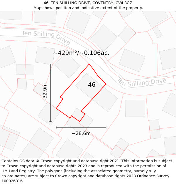 46, TEN SHILLING DRIVE, COVENTRY, CV4 8GZ: Plot and title map