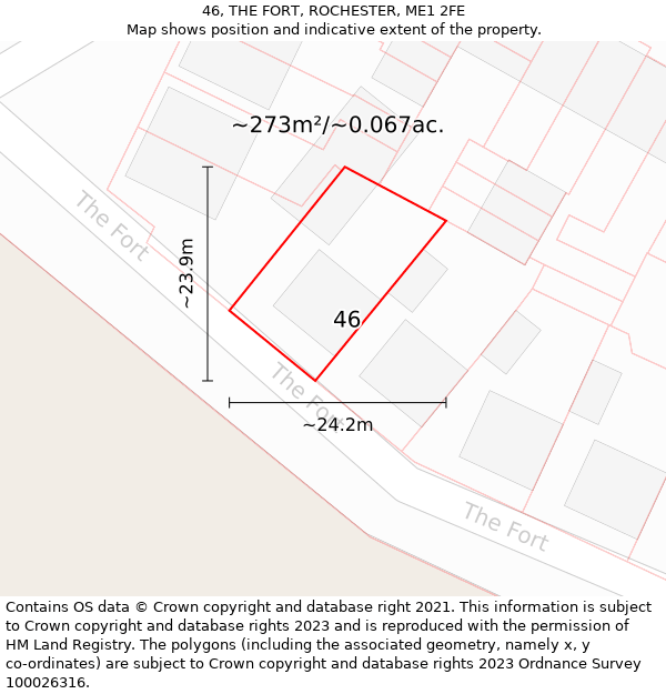 46, THE FORT, ROCHESTER, ME1 2FE: Plot and title map