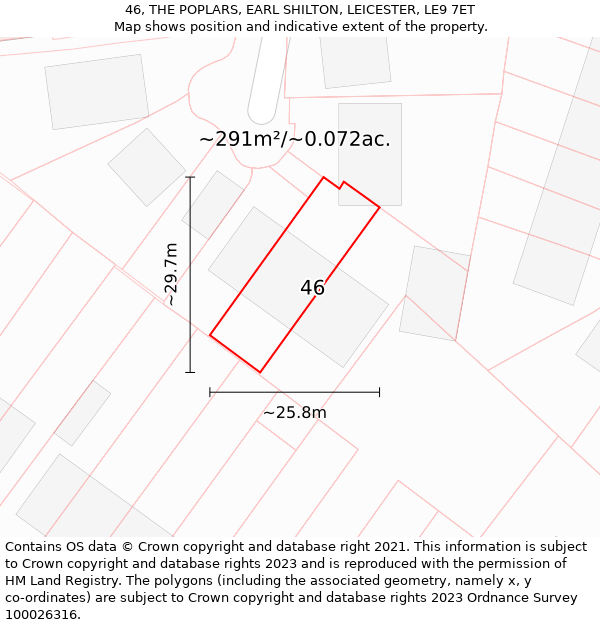 46, THE POPLARS, EARL SHILTON, LEICESTER, LE9 7ET: Plot and title map