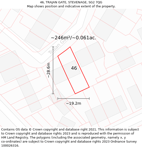 46, TRAJAN GATE, STEVENAGE, SG2 7QG: Plot and title map