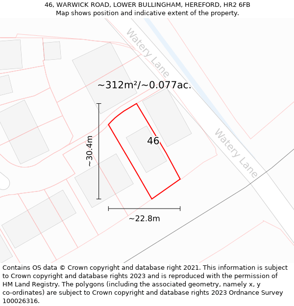 46, WARWICK ROAD, LOWER BULLINGHAM, HEREFORD, HR2 6FB: Plot and title map