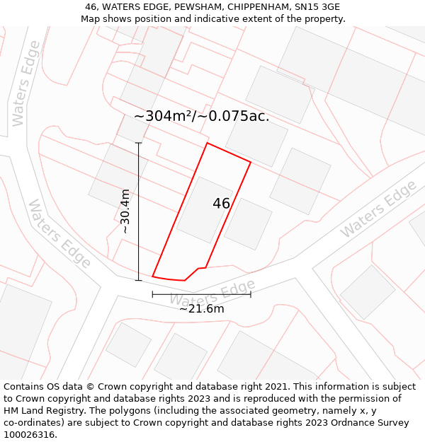 46, WATERS EDGE, PEWSHAM, CHIPPENHAM, SN15 3GE: Plot and title map