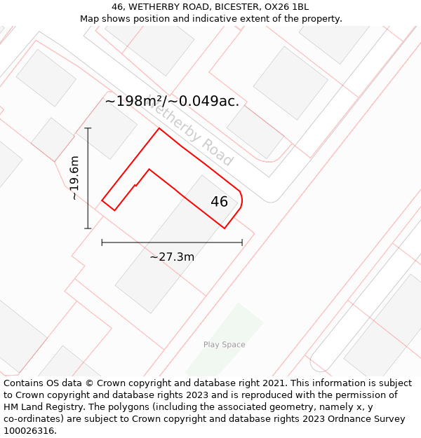 46, WETHERBY ROAD, BICESTER, OX26 1BL: Plot and title map