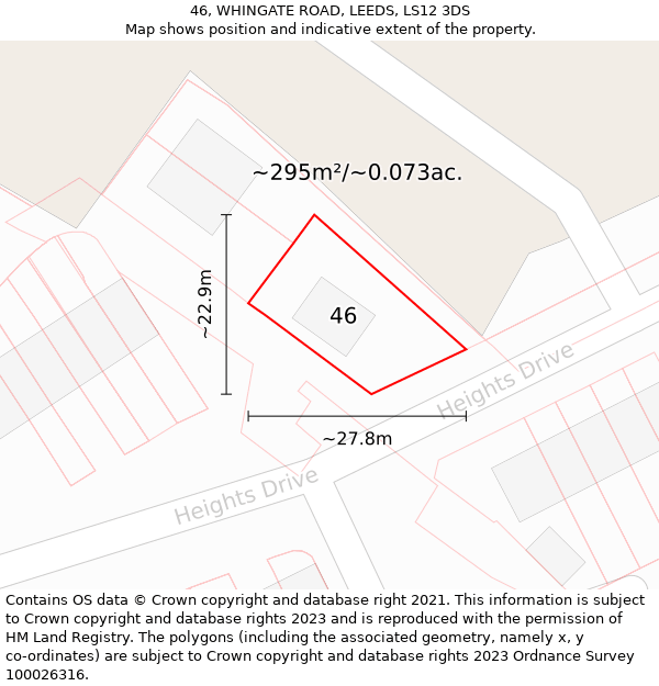 46, WHINGATE ROAD, LEEDS, LS12 3DS: Plot and title map