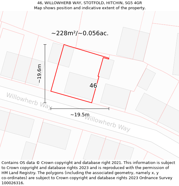 46, WILLOWHERB WAY, STOTFOLD, HITCHIN, SG5 4GR: Plot and title map