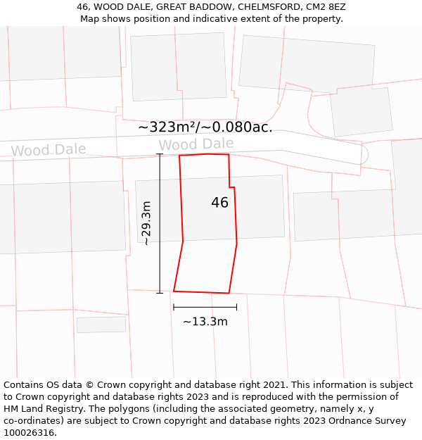 46, WOOD DALE, GREAT BADDOW, CHELMSFORD, CM2 8EZ: Plot and title map