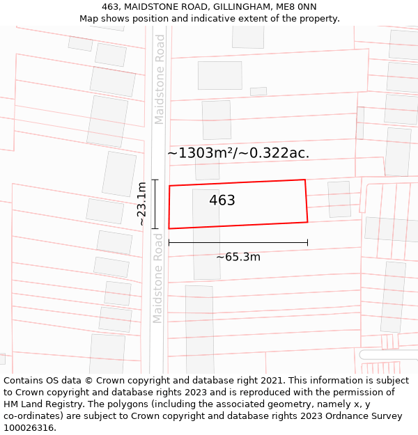 463, MAIDSTONE ROAD, GILLINGHAM, ME8 0NN: Plot and title map