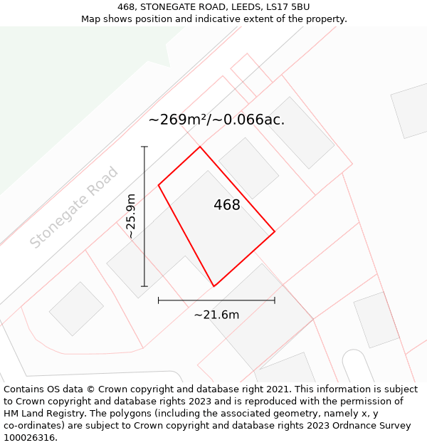 468, STONEGATE ROAD, LEEDS, LS17 5BU: Plot and title map