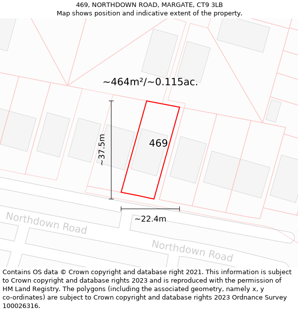 469, NORTHDOWN ROAD, MARGATE, CT9 3LB: Plot and title map