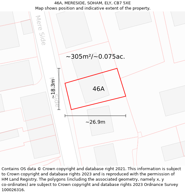 46A, MERESIDE, SOHAM, ELY, CB7 5XE: Plot and title map