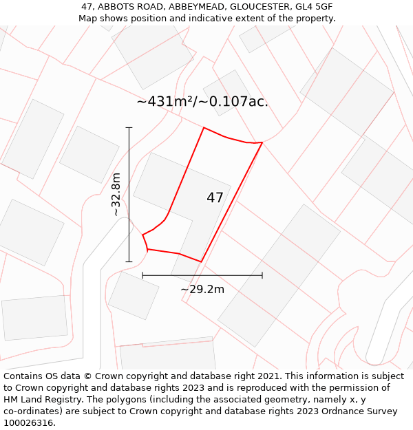 47, ABBOTS ROAD, ABBEYMEAD, GLOUCESTER, GL4 5GF: Plot and title map