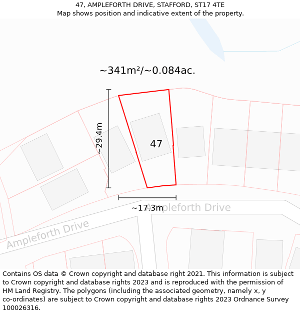 47, AMPLEFORTH DRIVE, STAFFORD, ST17 4TE: Plot and title map