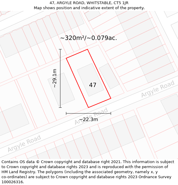 47, ARGYLE ROAD, WHITSTABLE, CT5 1JR: Plot and title map