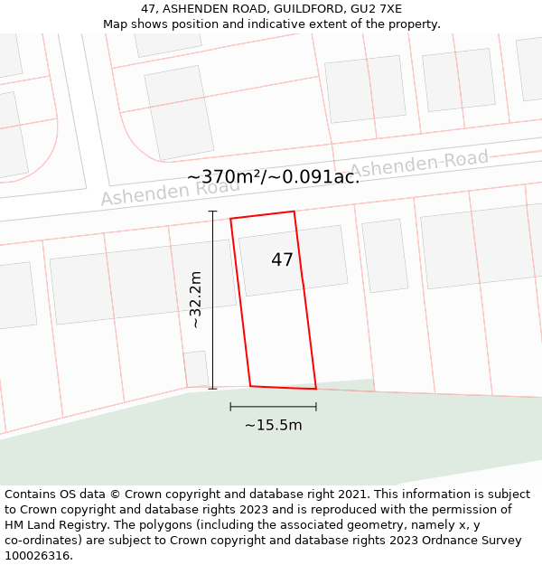 47, ASHENDEN ROAD, GUILDFORD, GU2 7XE: Plot and title map