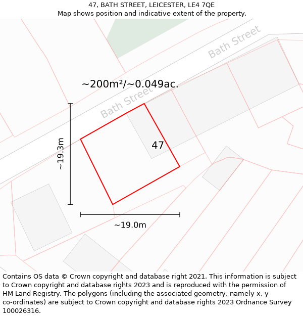 47, BATH STREET, LEICESTER, LE4 7QE: Plot and title map