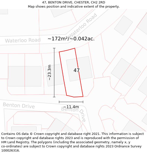 47, BENTON DRIVE, CHESTER, CH2 2RD: Plot and title map
