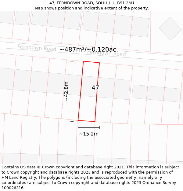 47, FERNDOWN ROAD, SOLIHULL, B91 2AU: Plot and title map