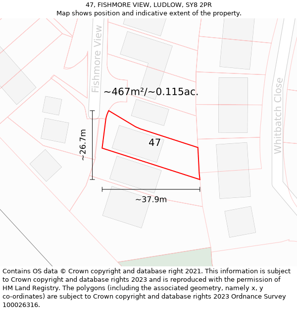 47, FISHMORE VIEW, LUDLOW, SY8 2PR: Plot and title map