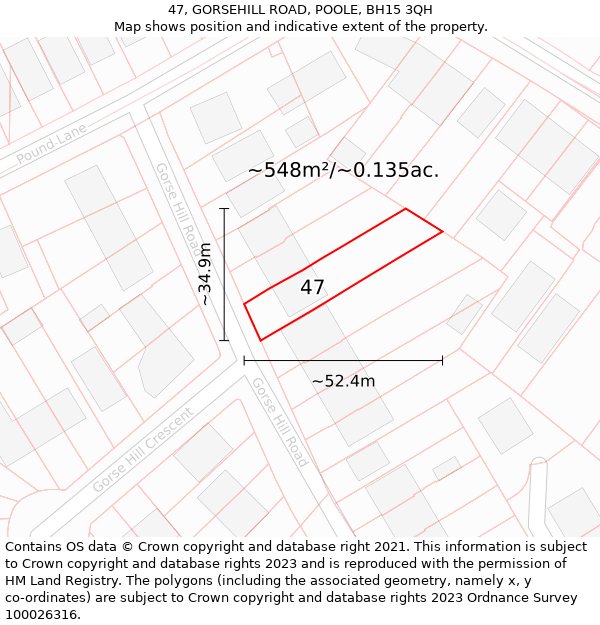 47, GORSEHILL ROAD, POOLE, BH15 3QH: Plot and title map