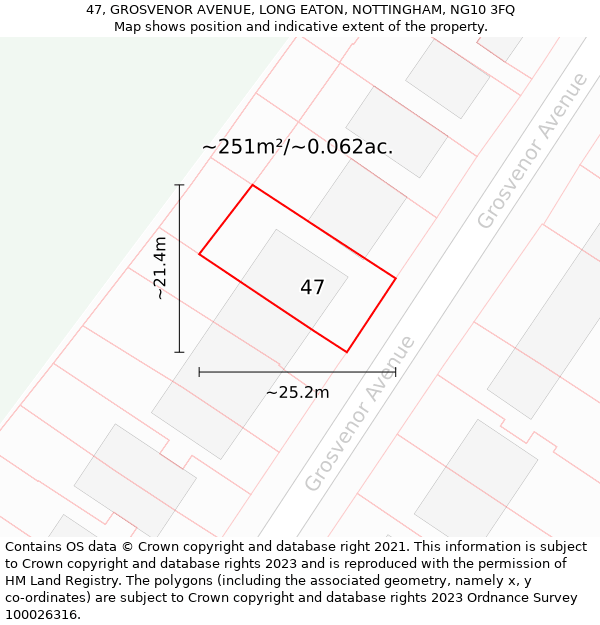 47, GROSVENOR AVENUE, LONG EATON, NOTTINGHAM, NG10 3FQ: Plot and title map