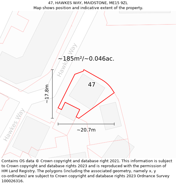 47, HAWKES WAY, MAIDSTONE, ME15 9ZL: Plot and title map