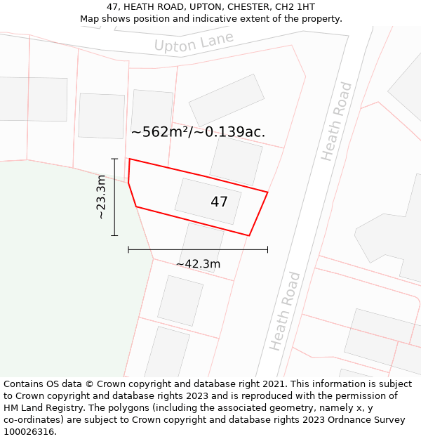 47, HEATH ROAD, UPTON, CHESTER, CH2 1HT: Plot and title map