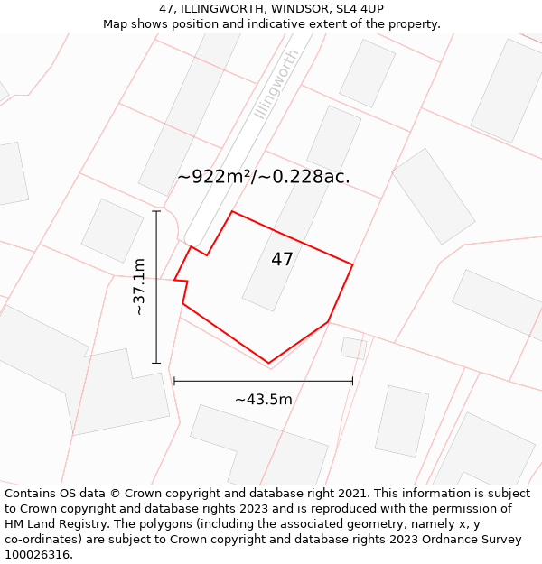 47, ILLINGWORTH, WINDSOR, SL4 4UP: Plot and title map