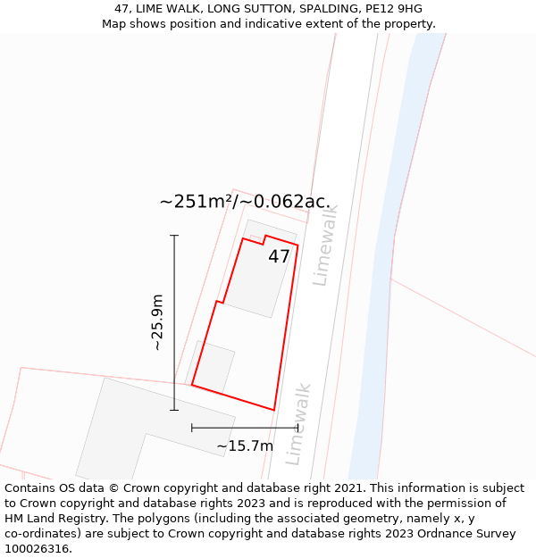 47, LIME WALK, LONG SUTTON, SPALDING, PE12 9HG: Plot and title map