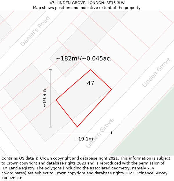 47, LINDEN GROVE, LONDON, SE15 3LW: Plot and title map