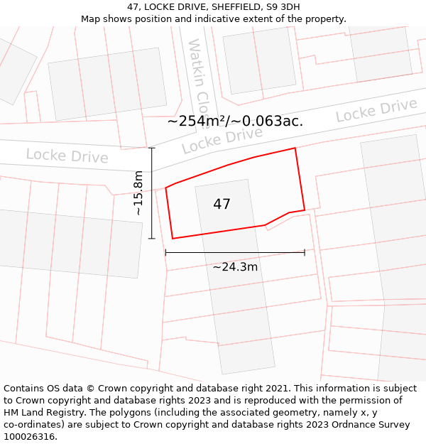 47, LOCKE DRIVE, SHEFFIELD, S9 3DH: Plot and title map
