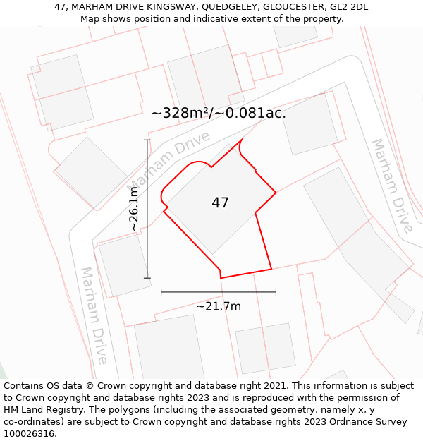 47, MARHAM DRIVE KINGSWAY, QUEDGELEY, GLOUCESTER, GL2 2DL: Plot and title map